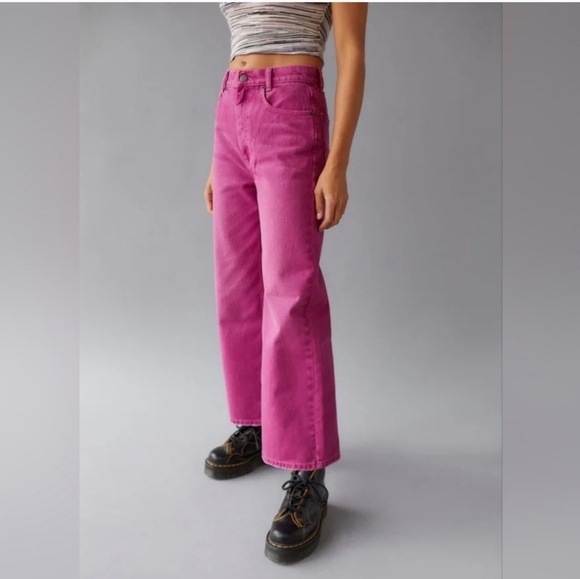 NWT Urban Outfitters BDG High & Wide Bright Pink Jeans Size 30 - Picture 2 of 12